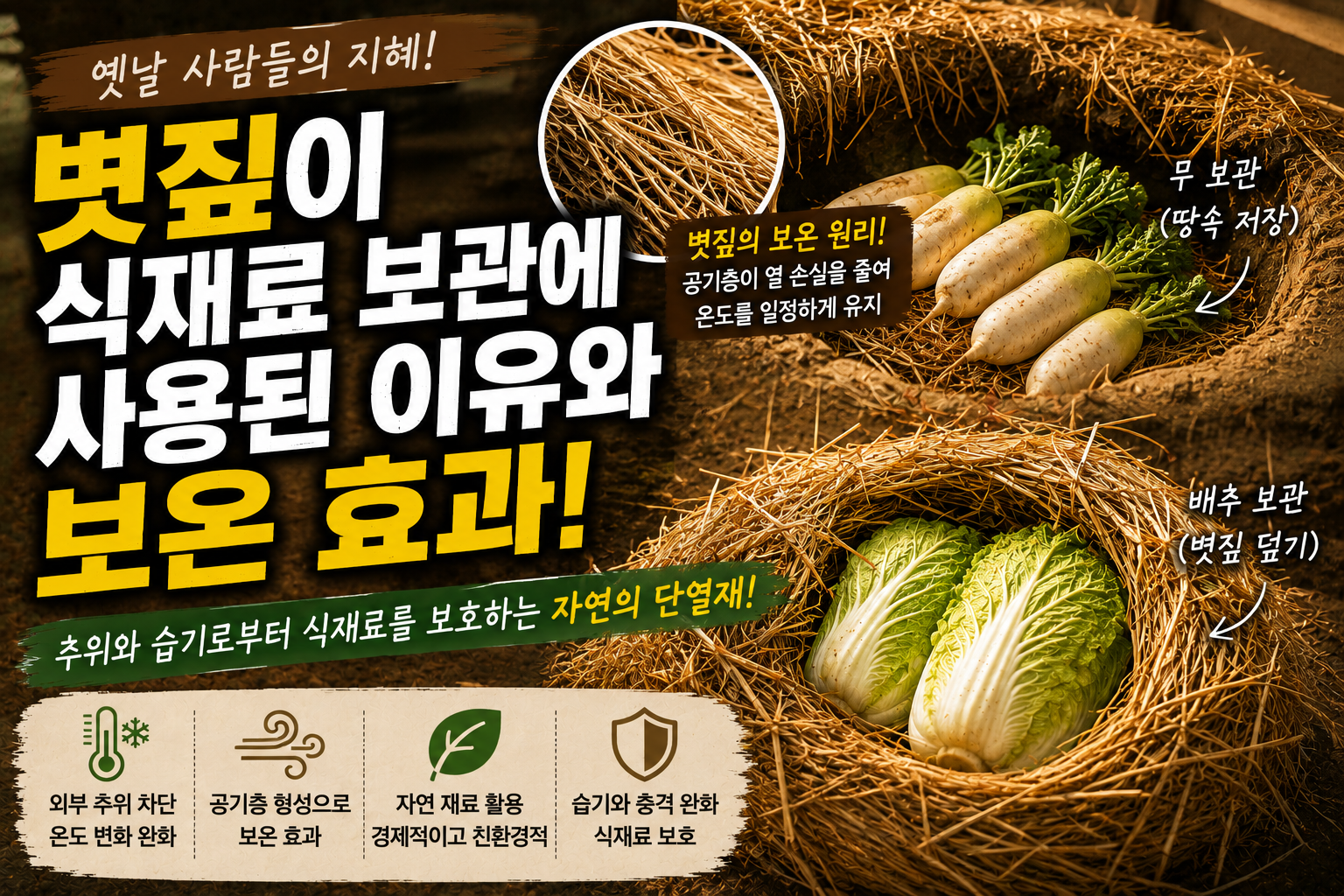 볏짚이 식재료 보관에 사용된 이유와 보온 효과